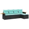 vidaXL Salon de jardin 5 pcs avec coussins noir r&eacute;sine tress&eacute;e