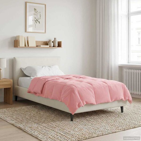 vidaXL Duvet d'hiver Matelass&eacute; Rose 155 x 200 cm Microfibre