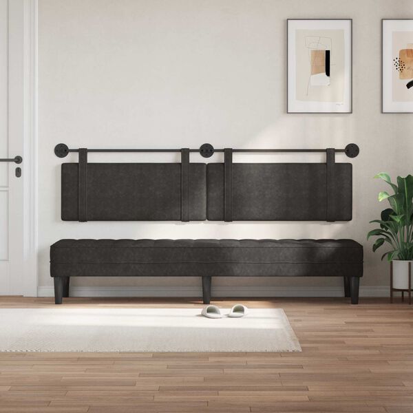 vidaXL T&ecirc;te de lit suspendue Uni Noir 210 x 55 x 5 cm PU antique