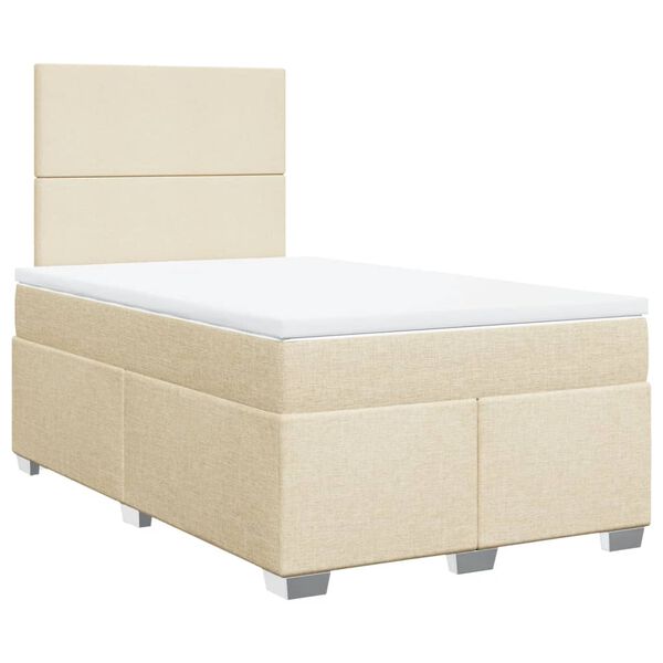 vidaXL Sommier &agrave; lattes de lit avec matelas cr&egrave;me 120x190 cm tissu
