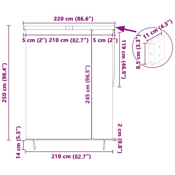 vidaXL Store enrouleur Bleu et Blanc 200 x 250 cm Tissu et Aluminium