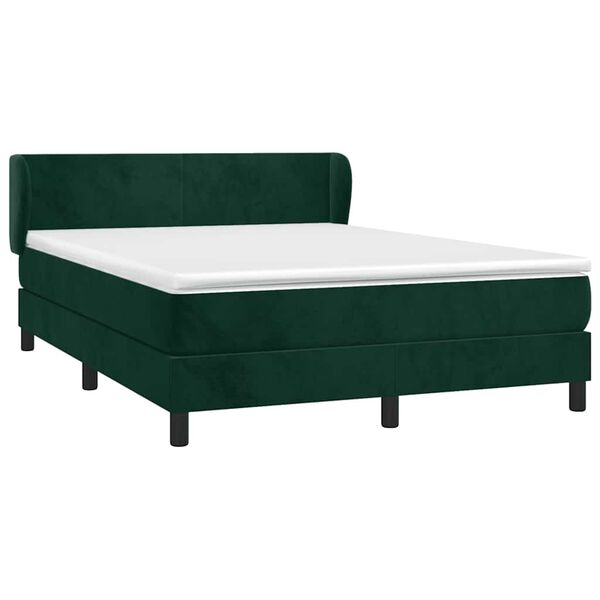 vidaXL Sommier &agrave; lattes de lit et matelas Vert fonc&eacute; 140x190cm Velours