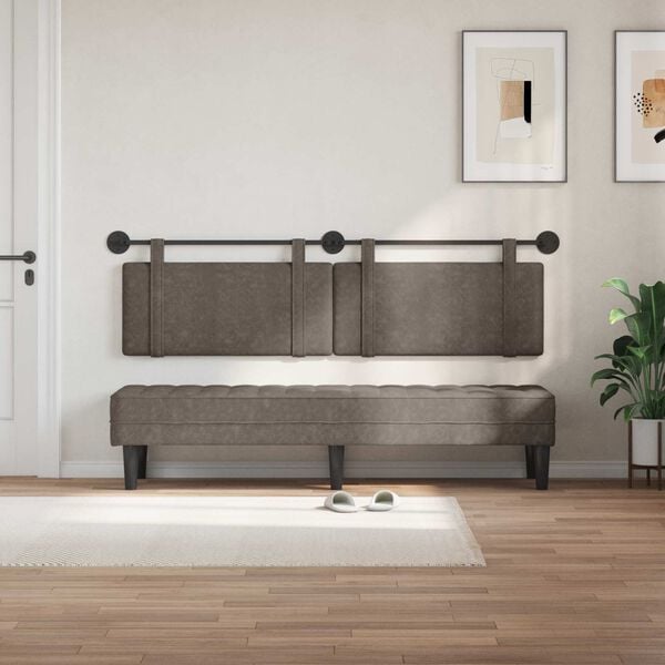 vidaXL T&ecirc;te de lit suspendue Uni Gris 170 x 55 x 5 cm PU antique