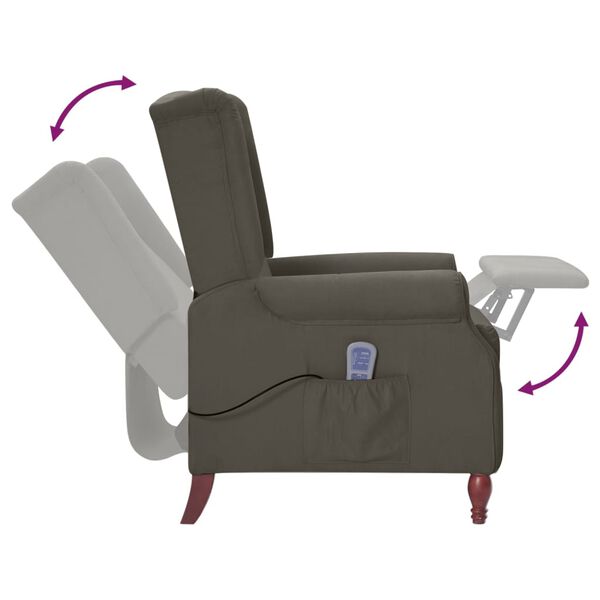 vidaXL Fauteuil de massage inclinable gris fonc&eacute; microfibre