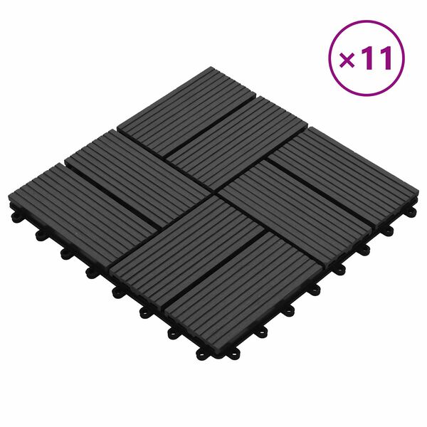 vidaXL Carreau de terrasse 11 pcs Noir 30 x 30 cm WPC