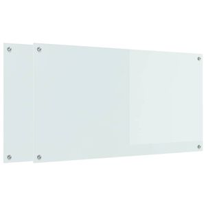 vidaXL Protection de cuisine 2 pcs Blanc 110 x 60 cm verre tremp&eacute;