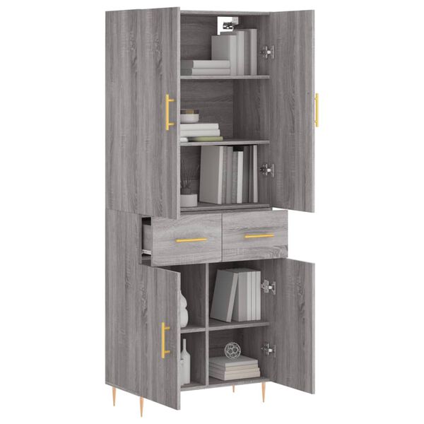 vidaXL Buffet haut Sonoma gris 69,5x34x180 cm Bois d'ing&eacute;nierie