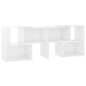 vidaXL Meuble TV Blanc brillant 104x30x52 cm Bois d'ing&eacute;nierie