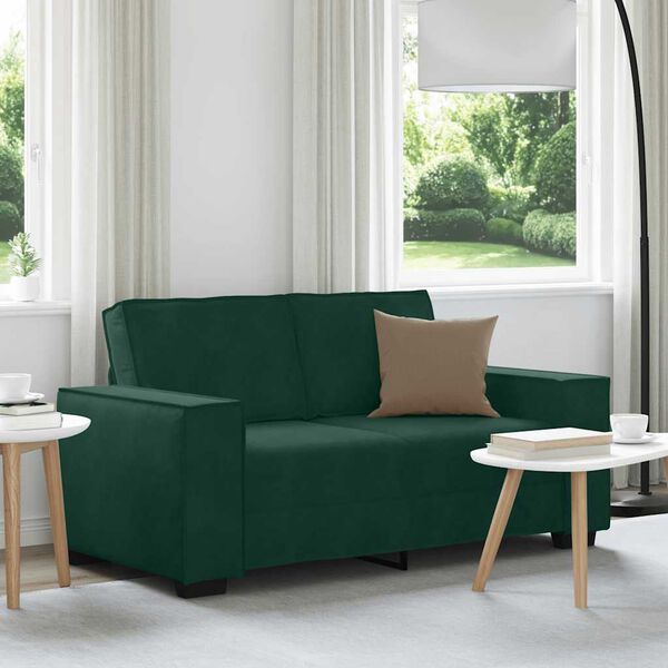 vidaXL Canap&eacute; &agrave; 2 places Vert fonc&eacute; 160x78x84 cm Velours