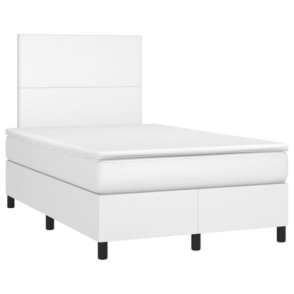 vidaXL Sommier &agrave; lattes de lit avec matelas et LED Blanc 120x200 cm