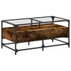 vidaXL Table basse avec dessus en verre ch&ecirc;ne fum&eacute; 98,5x50x45 cm acier