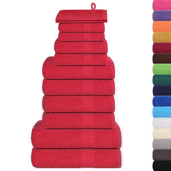 vidaXL Ensemble de serviettes 12 pcs FROGN rouge 100% coton
