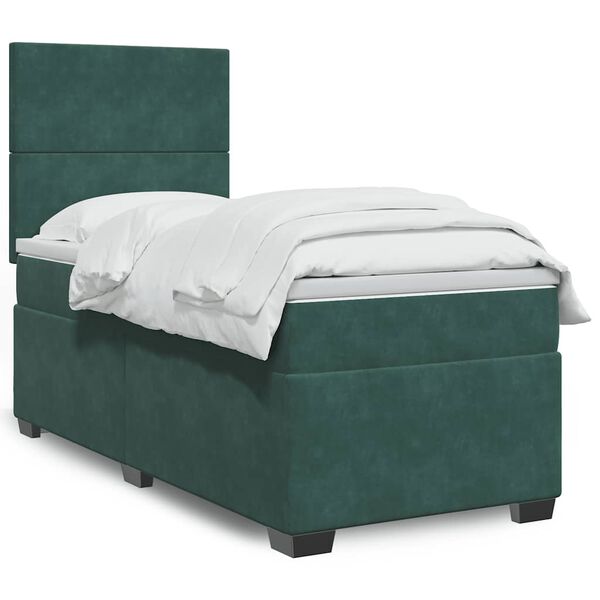 vidaXL Sommier &agrave; lattes de lit et matelas Vert fonc&eacute; 80x200 cm Velours