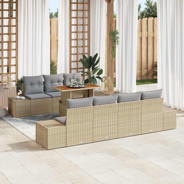 vidaXL Ensemble de salle &agrave; manger pour jardin 8 pcs Beige et gris