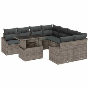 vidaXL Ensemble de canap&eacute; de jardin 9 pc Gris polyrotin