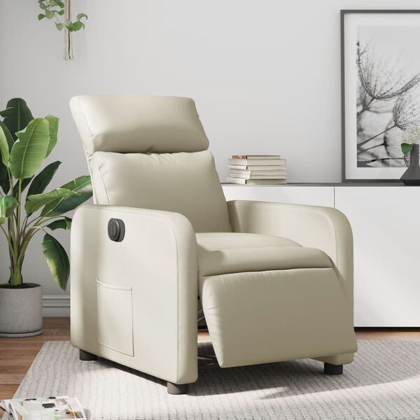 vidaXL Fauteuil inclinable &eacute;lectrique Cr&egrave;me Similicuir