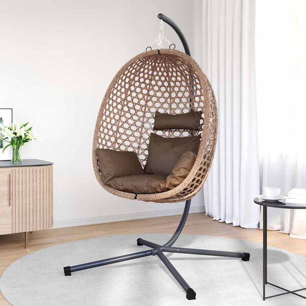 vidaXL Chaise suspendue Caf&eacute; 104 x 100 x 191 cm polyrotin