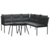 vidaXL Ensemble de canap&eacute;s de jardin et coussins noir acier textil&egrave;ne