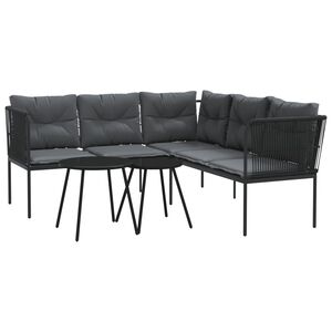 vidaXL Ensemble de canap&eacute;s de jardin et coussins noir acier textil&egrave;ne