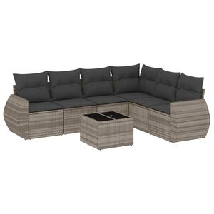 vidaXL Salon de jardin avec coussins 7 pcs gris clair r&eacute;sine tress&eacute;e