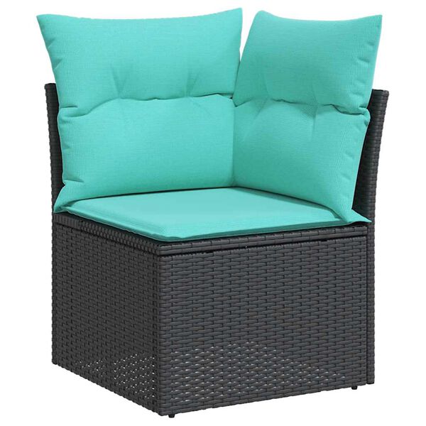 vidaXL Salon de jardin et coussins 11 pcs noir r&eacute;sine tress&eacute;e acacia