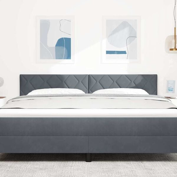 vidaXL T&ecirc;te de lit LED Gris fonc&eacute; 180 cm Cuir synth&eacute;tique