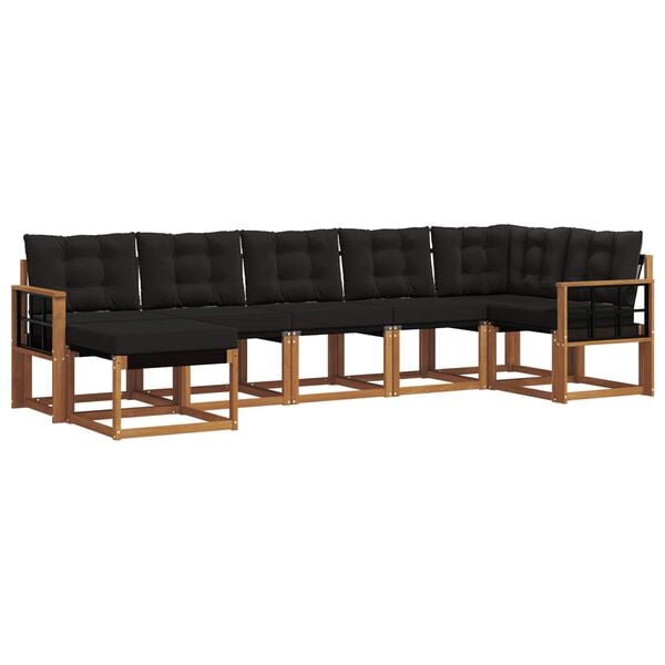 vidaXL Ensemble de canap&eacute;s d'ext&eacute;rieur 7 pcs Naturel et Noir