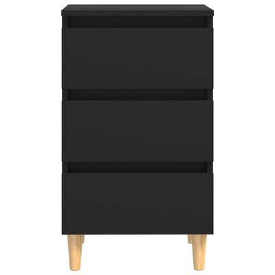 vidaXL Tables de chevet avec pieds en bois 2 pcs Noir 40x35x69 cm