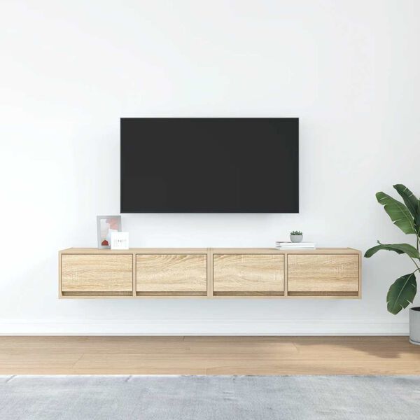 vidaXL Meubles TV 2 pcs ch&ecirc;ne sonoma 80x31x25,5 cm bois d'ing&eacute;nierie