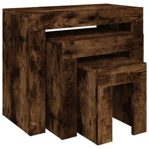 vidaXL Tables basses gigognes 3 pcs Ch&ecirc;ne fum&eacute; Bois d'ing&eacute;nierie