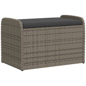 vidaXL Banc de rangement avec coussin gris 80x51x52 cm r&eacute;sine tress&eacute;e