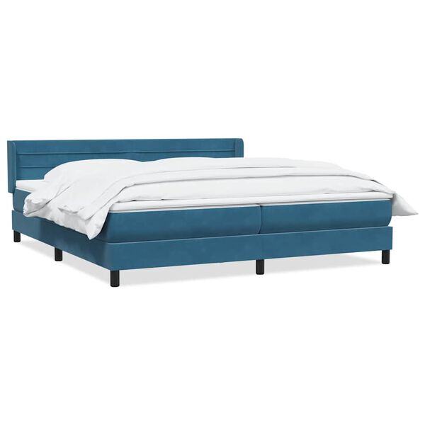 vidaXL Sommier &agrave; lattes de lit et matelas bleu fonc&eacute; 180x210cm velours