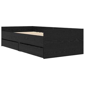vidaXL Cadre de lit avec tiroir Ch&ecirc;ne noir 90 x 190 cm Pin massif