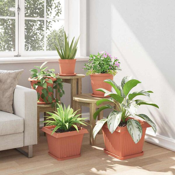 vidaXL Pot de Fleurs Carr&eacute; 6 pcs Rouge brique 28,5 x 28,5 x 22 cm