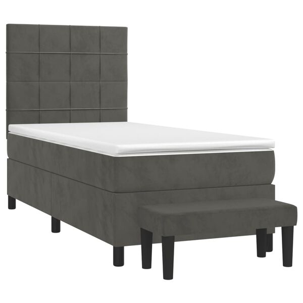 vidaXL Sommier &agrave; lattes de lit et matelas Gris fonc&eacute; 80x200 cm Velours