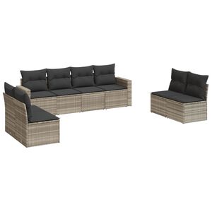 vidaXL Salon de jardin 8 pcs avec coussins gris clair r&eacute;sine tress&eacute;e
