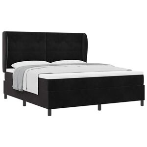vidaXL Lit &agrave; ressorts avec matelas Noir 200 x 180 cm Polyester