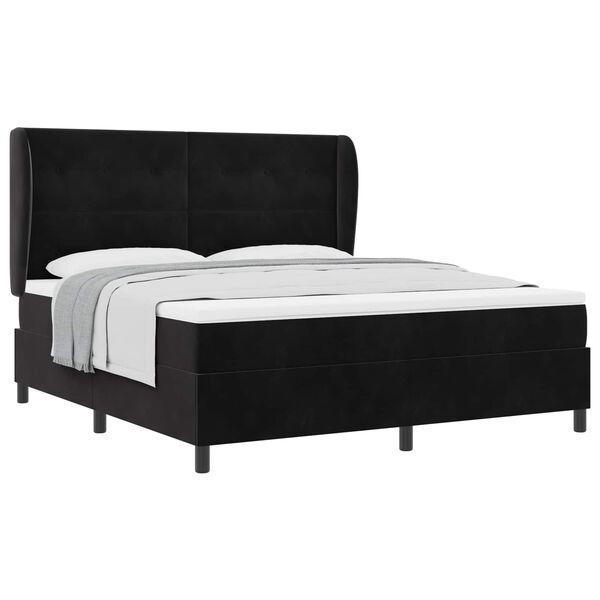 vidaXL Lit &agrave; ressorts avec matelas Noir 200 x 180 cm Polyester
