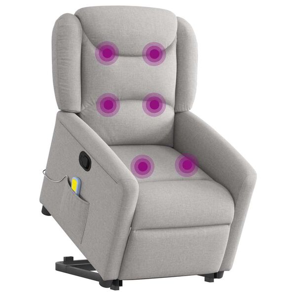 vidaXL Fauteuil de massage inclinable gris nuage tissu