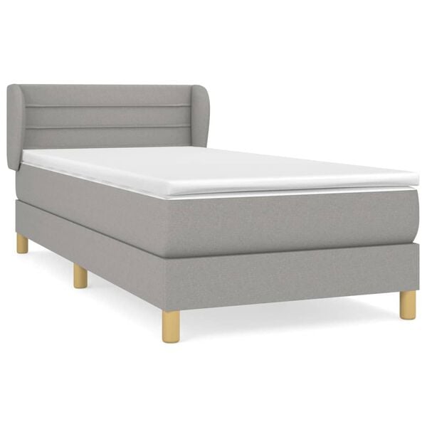 vidaXL Sommier &agrave; lattes de lit avec matelas Gris clair 100x200cm Tissu
