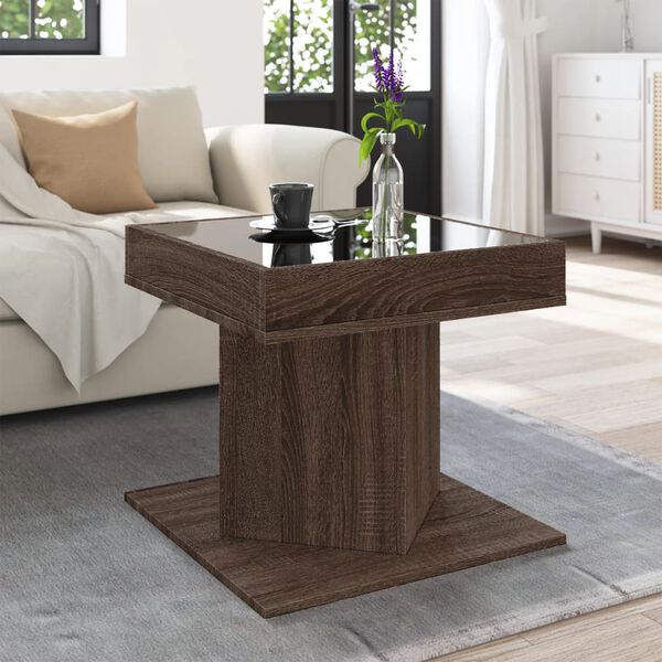vidaXL Table basse avec LED chêne marron 50x50x45 cm bois d'ingénierie