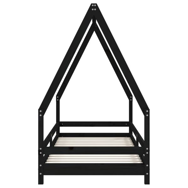 vidaXL Cadre de lit pour enfants noir 80x200 cm bois de pin massif