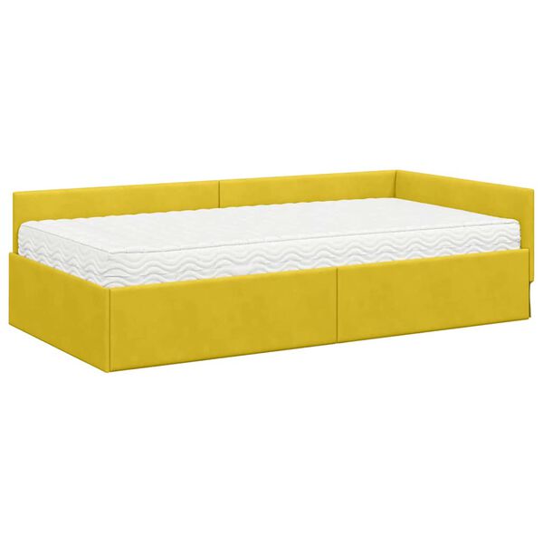 vidaXL Cadre de lit d'angle avec matelas Autre 2 pcs Jaune Velours