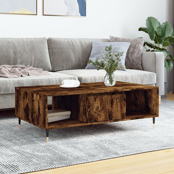 vidaXL Table basse chêne fumé 104x60x35 cm bois d'ingénierie
