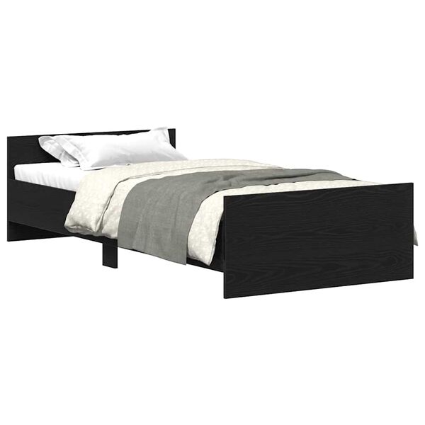 vidaXL Cadre de lit sans matelas ch&ecirc;ne noir 90x200cm bois d'ing&eacute;nierie
