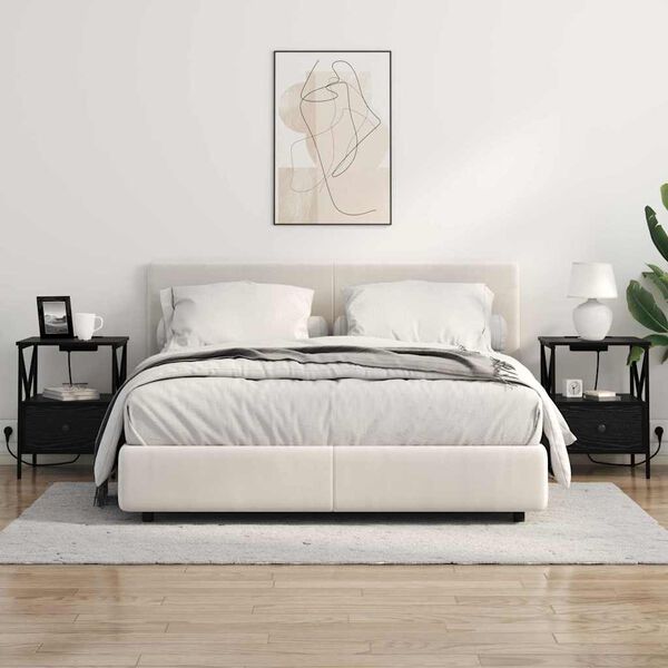 vidaXL Cabinet de chevet avec tiroir Ch&ecirc;ne noir 41,5 x 40,5 x 55 cm