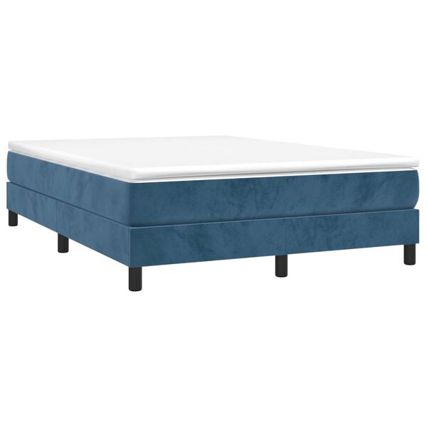 vidaXL Sommier &agrave; lattes de lit et matelas Bleu fonc&eacute; 140x190cm Velours