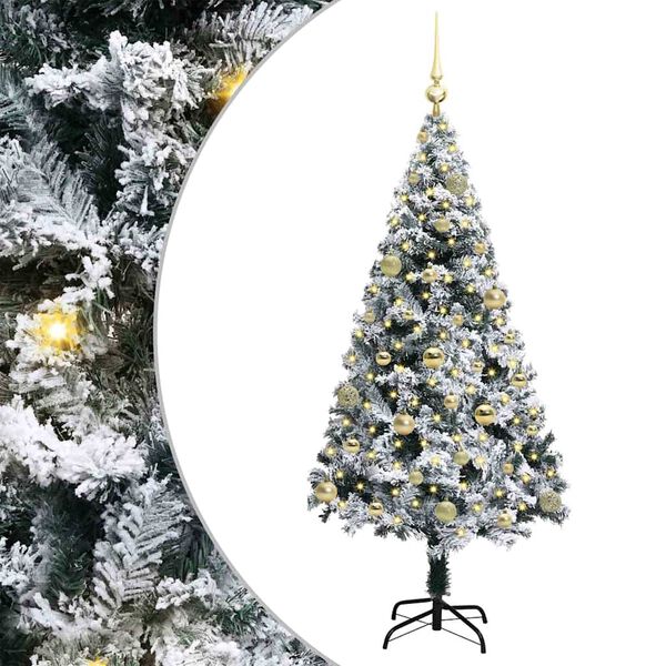 vidaXL Sapin de No&euml;l artificiel Blanc 150 cm PVC, Acier et Plastique