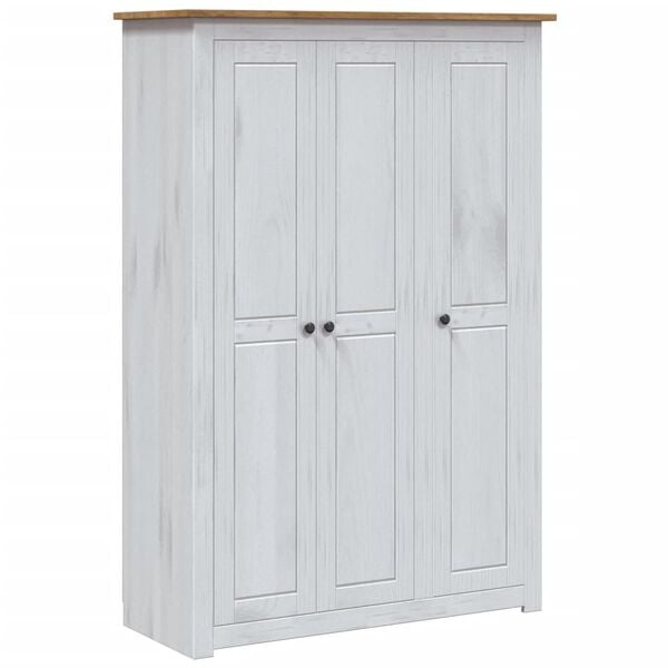 vidaXL Garde-robe 3 portes Blanc 118x50x171,5cm Pin Assortiment Panama
