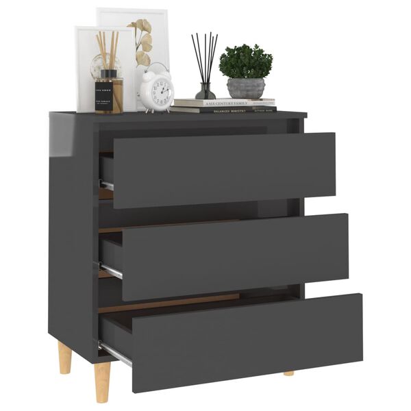 vidaXL Buffet Gris brillant 60x35x69 cm bois d'ing&eacute;nierie